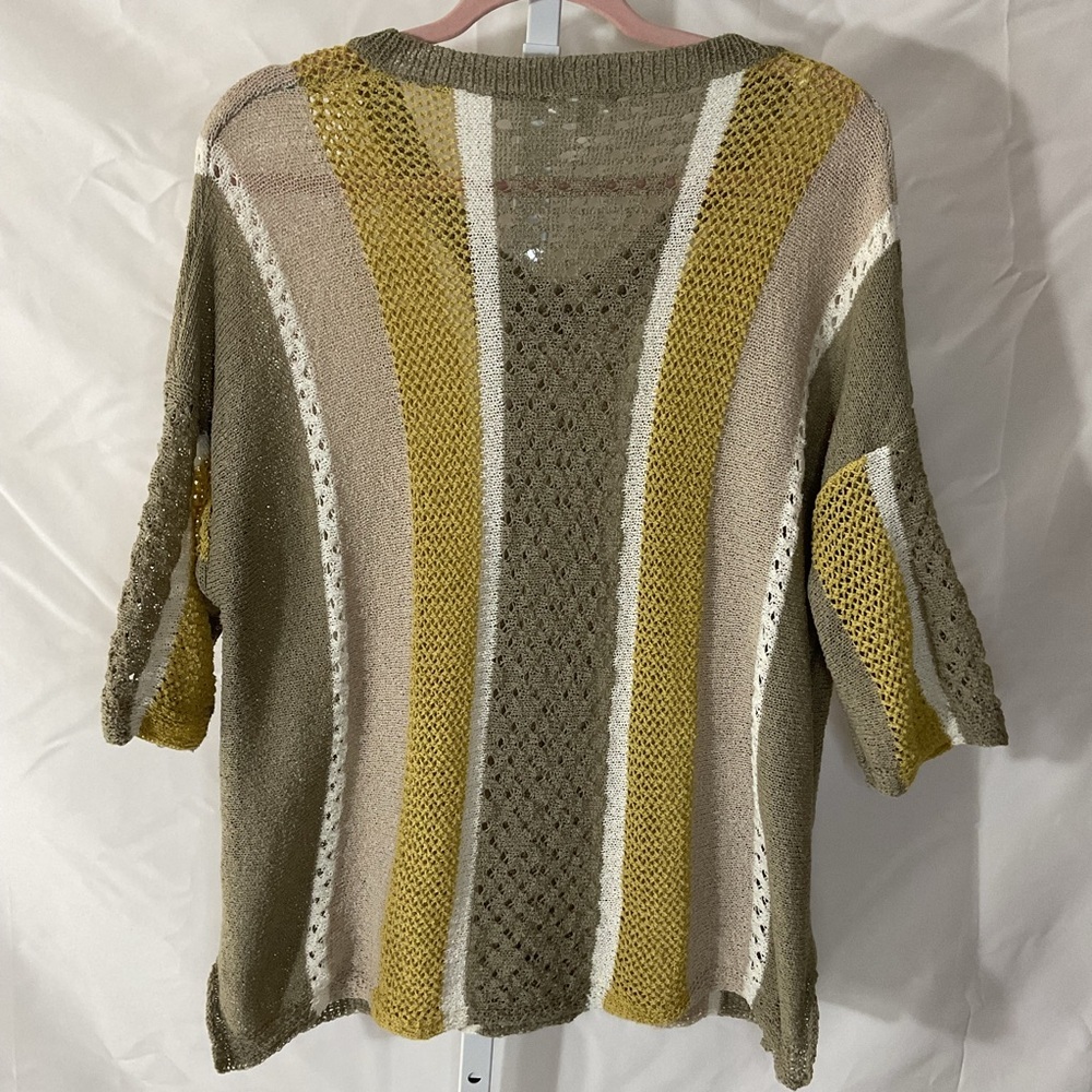 Easel Olive and Mustard Striped Sweater - Picture 5 of 5